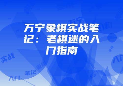 万宁象棋实战笔记：老棋迷的入门指南