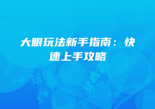 大眼玩法新手指南：快速上手攻略