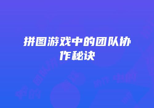 拼图游戏中的团队协作秘诀
