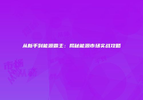 从新手到能源霸主：揭秘能源市场实战攻略