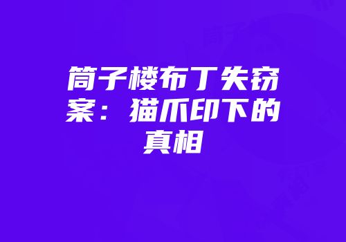 筒子楼布丁失窃案：猫爪印下的真相