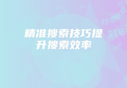 精准搜索技巧提升搜索效率