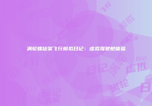 涡轮螺旋桨飞行模拟日记：虚拟驾驶舱体验