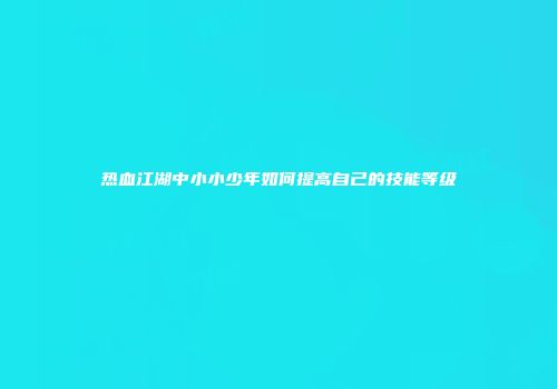 热血江湖中小小少年如何提高自己的技能等级