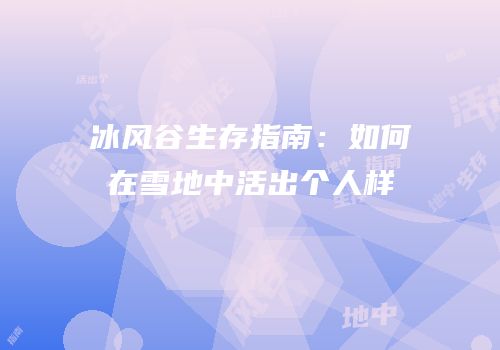 冰风谷生存指南：如何在雪地中活出个人样