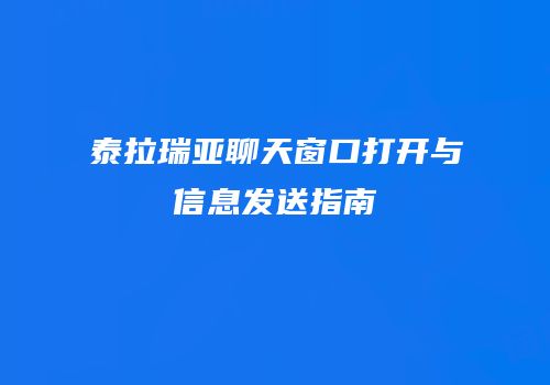 泰拉瑞亚聊天窗口打开与信息发送指南
