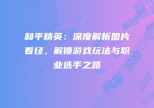 和平精英：深度解析图片看经，解锁游戏玩法与职业选手之路
