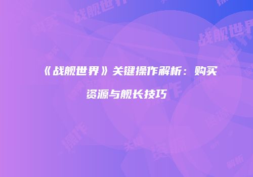《战舰世界》关键操作解析：购买资源与舰长技巧