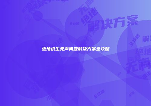 绝地求生无声问题解决方案全攻略