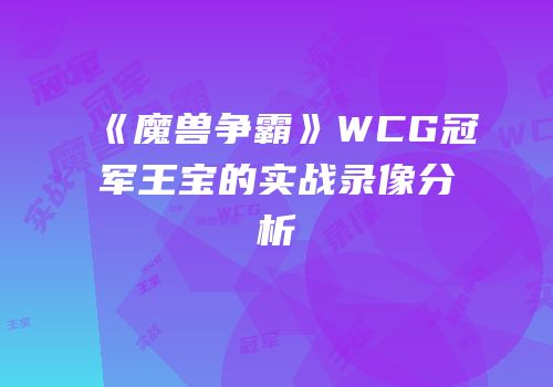 《魔兽争霸》WCG冠军王宝的实战录像分析