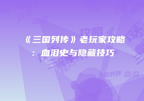 《三国列传》老玩家攻略：血泪史与隐藏技巧