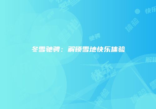 冬雪驰骋：解锁雪地快乐体验