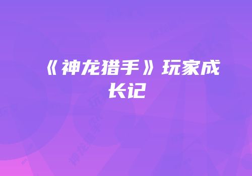 《神龙猎手》玩家成长记
