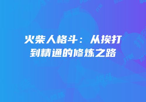 火柴人格斗：从挨打到精通的修炼之路