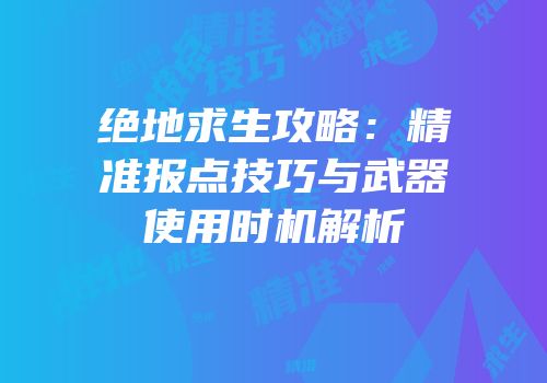 绝地求生攻略：精准报点技巧与武器使用时机解析