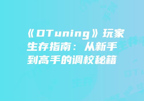 《DTuning》玩家生存指南：从新手到高手的调校秘籍