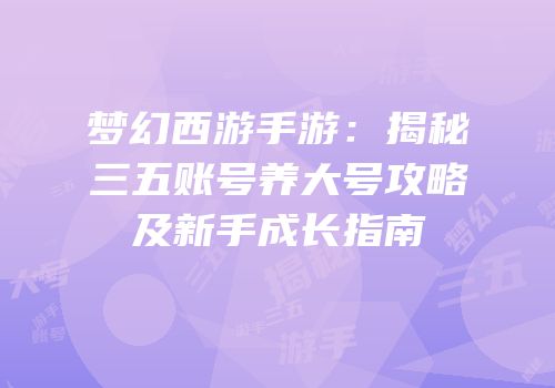 梦幻西游手游：揭秘三五账号养大号攻略及新手成长指南