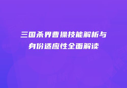 三国杀界曹操技能解析与身份适应性全面解读