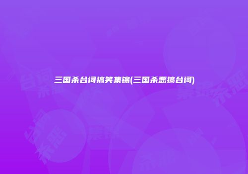 三国杀台词搞笑集锦(三国杀恶搞台词)