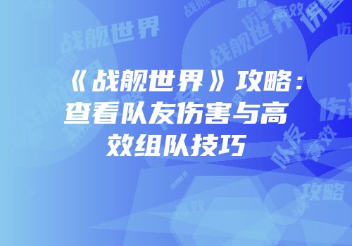 《战舰世界》攻略：查看队友伤害与高效组队技巧