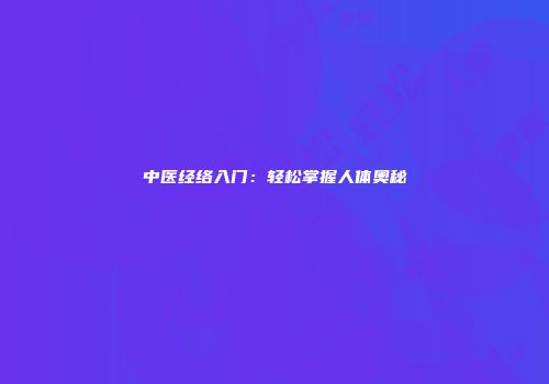 中医经络入门：轻松掌握人体奥秘