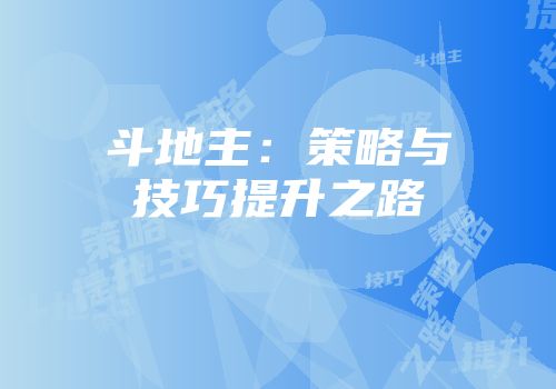 斗地主：策略与技巧提升之路