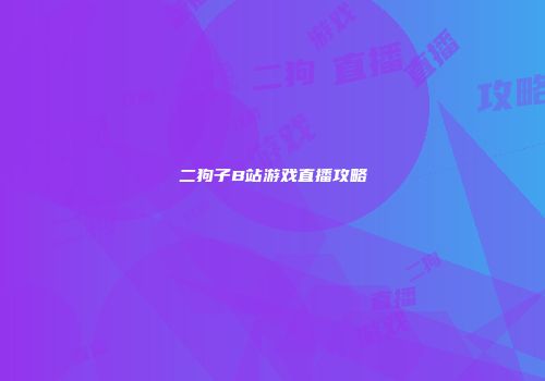 二狗子B站游戏直播攻略