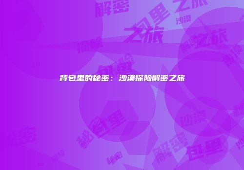 背包里的秘密：沙漠探险解密之旅