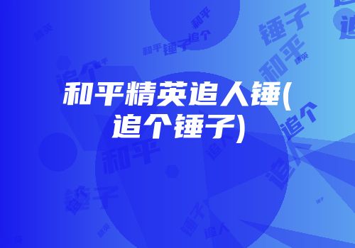 和平精英追人锤(追个锤子)