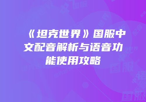 《坦克世界》国服中文配音解析与语音功能使用攻略