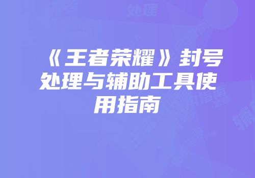 《王者荣耀》封号处理与辅助工具使用指南
