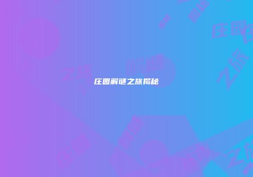 庄园解谜之旅揭秘
