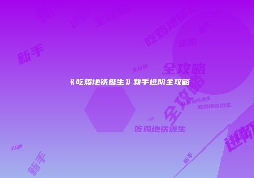 《吃鸡地铁逃生》新手进阶全攻略