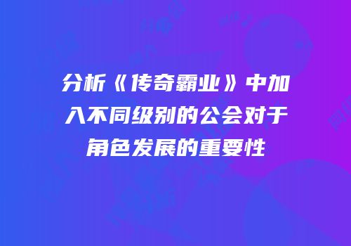 分析《传奇霸业》中加入不同级别的公会对于角色发展的重要性
