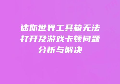 迷你世界工具箱无法打开及游戏卡顿问题分析与解决
