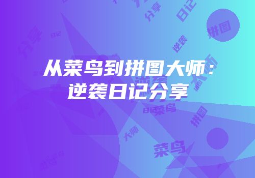 从菜鸟到拼图大师：逆袭日记分享