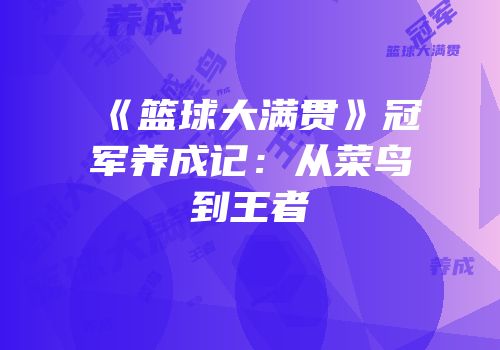 《篮球大满贯》冠军养成记：从菜鸟到王者