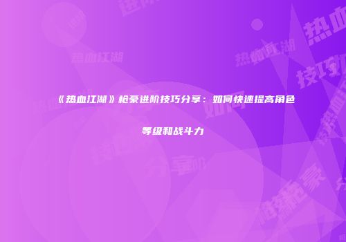 《热血江湖》枪豪进阶技巧分享：如何快速提高角色等级和战斗力