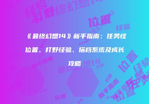 《最终幻想14》新手指南：任务怪位置、打野经验、搭档系统及成长攻略