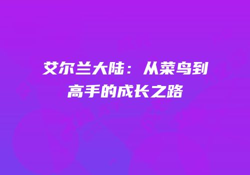 艾尔兰大陆：从菜鸟到高手的成长之路