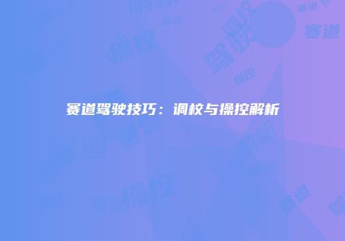 赛道驾驶技巧：调校与操控解析