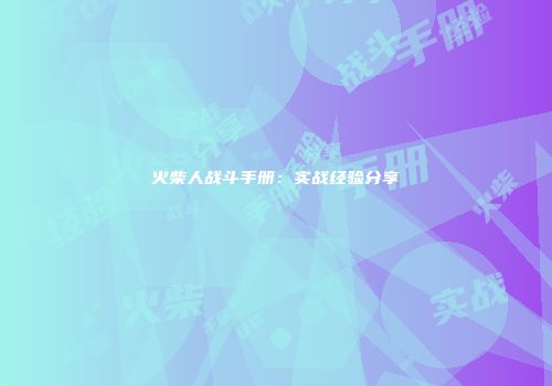 火柴人战斗手册：实战经验分享