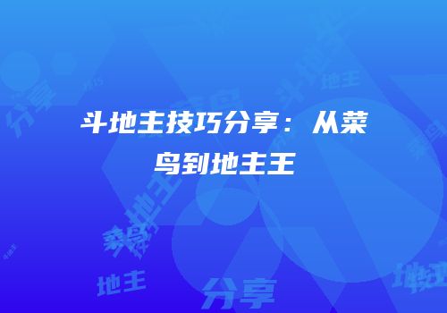 斗地主技巧分享：从菜鸟到地主王