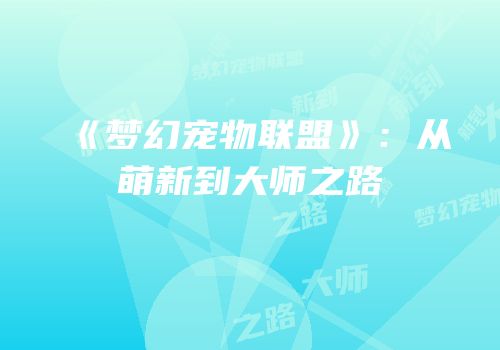 《梦幻宠物联盟》：从萌新到大师之路