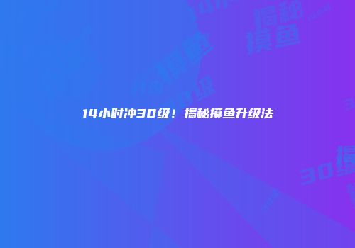 14小时冲30级！揭秘摸鱼升级法