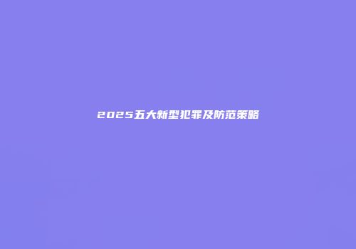 2025五大新型犯罪及防范策略