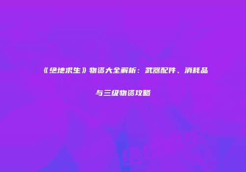 《绝地求生》物资大全解析：武器配件、消耗品与三级物资攻略