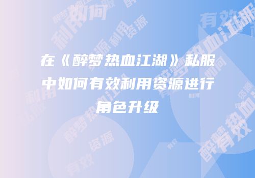 在《醉梦热血江湖》私服中如何有效利用资源进行角色升级