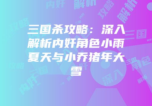 三国杀攻略：深入解析内奸角色小雨夏天与小乔猪年大雪