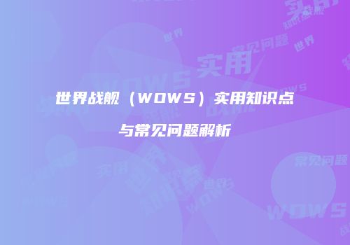 世界战舰（WOWS）实用知识点与常见问题解析